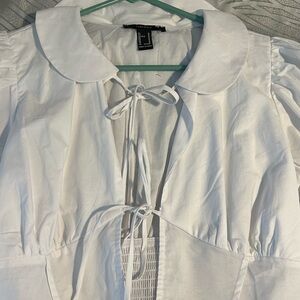 White Tie-Front Blouse